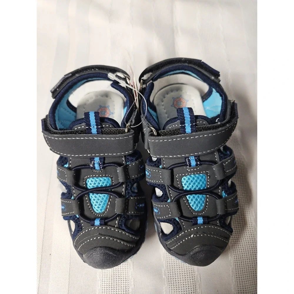 Apakowa Kid's boySoft Sole Close Toe sport sandals toddler little kid  blue US 7